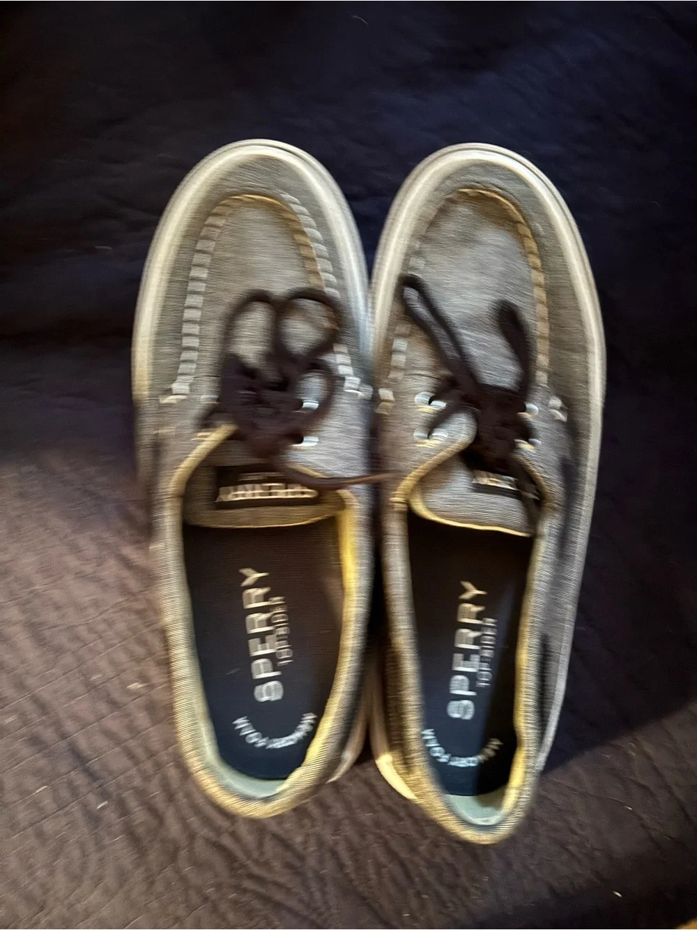 Sperry Gray Canvas Lace-Up Boat Shoes